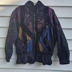 Karizma East Vintage Patchwork Jacket M Wool Velvet Floral Boho Art to Wear